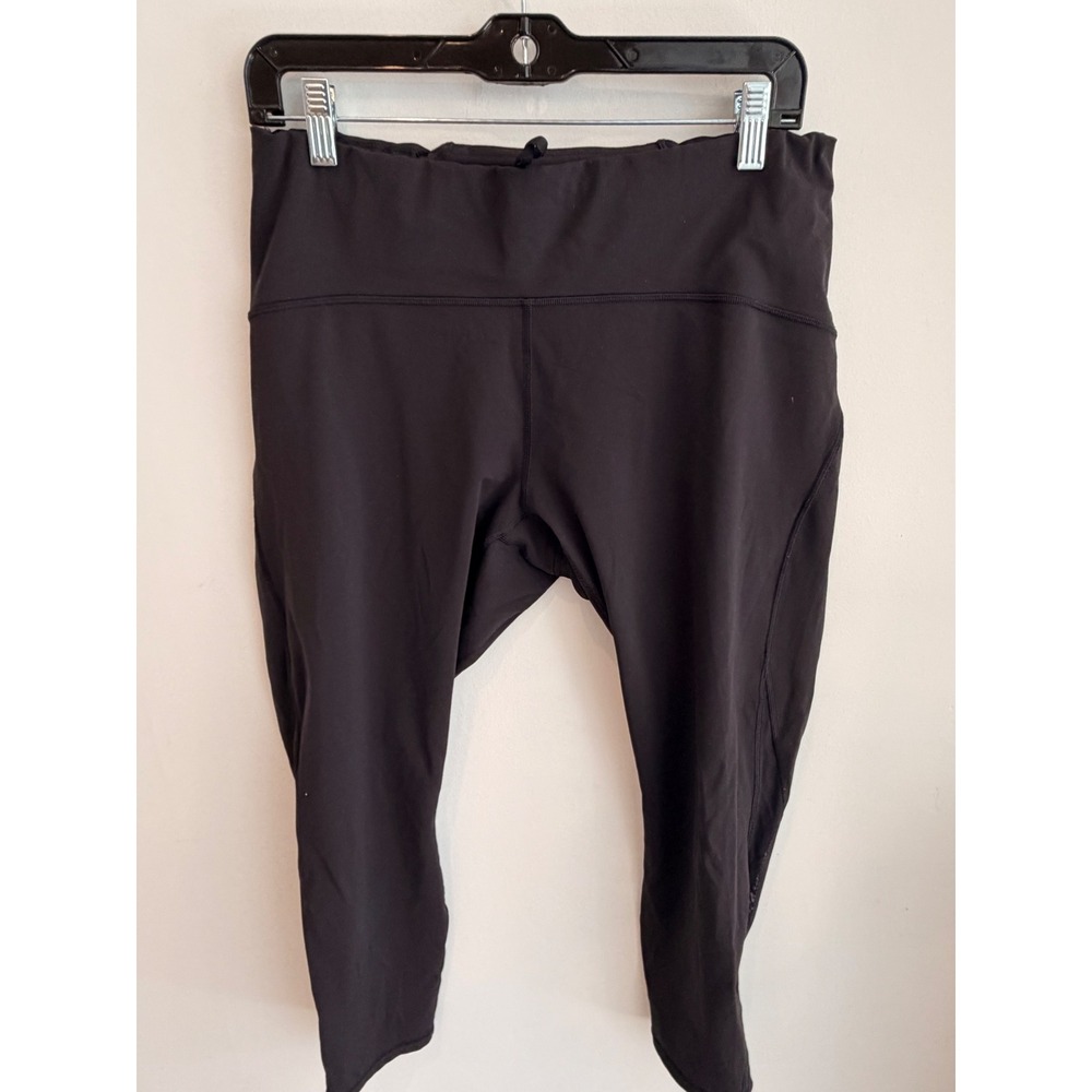 Lululemon Fast and Free Crop Tight Black Size 14 High Rise Side Pockets